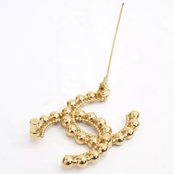 CHANEL CC Logos Vintage Brooch Gold Tone Pin L22C Auth e1139 - Picture 3 of 7